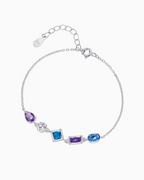 Pulseira Luxo Gaviare Zircônias Azuis e Roxas em Prata 925