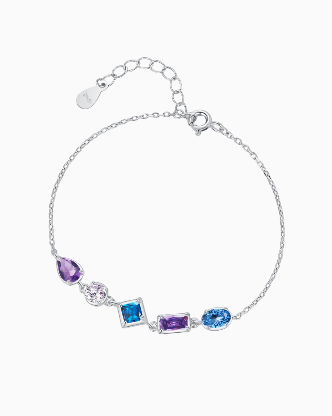 Pulseira Luxo Gaviare Zircônias Azuis e Roxas em Prata 925