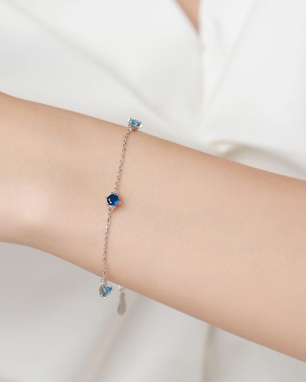 Pulseira Gaviare Azul Celeste Redonda em Prata 925