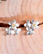 Brincos Trio de Margaridas em Prata 925