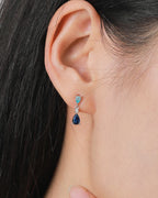Brincos Gaviare Gota Azul Vintage Zircônia em Prata 925
