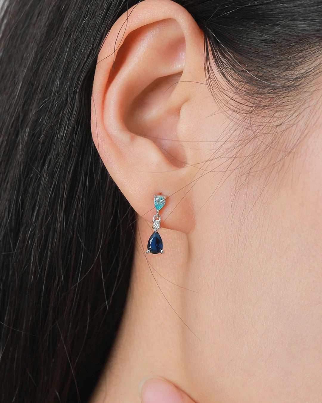 Brincos Gaviare Gota Azul Vintage Zircônia em Prata 925