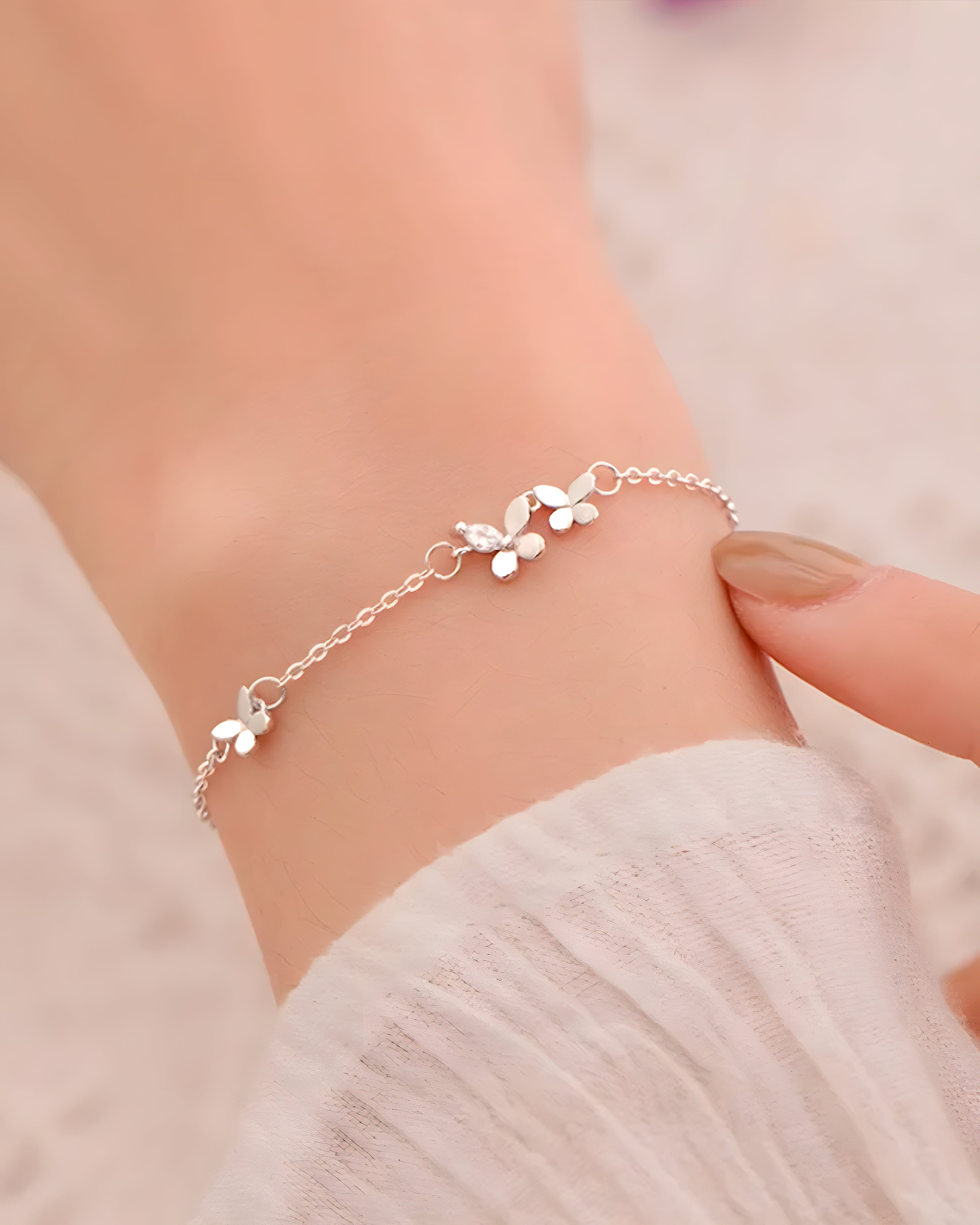 Pulseira Borboletas em Prata 925
